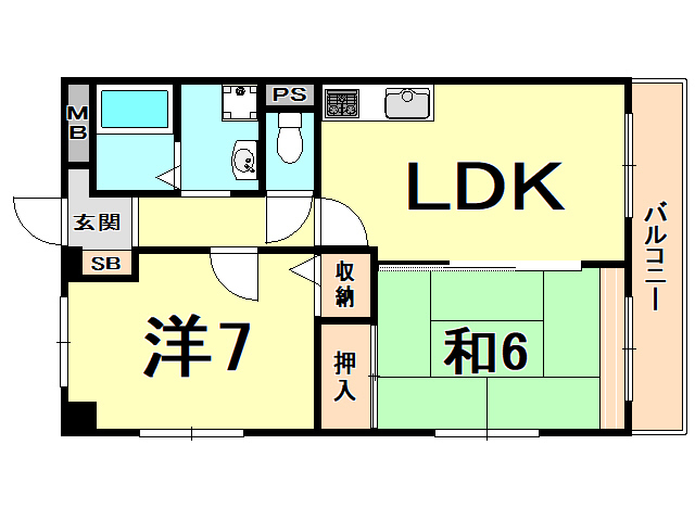 西宮市郷免町のマンションの間取り