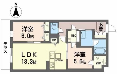 箕面市小野原西のアパートの間取り