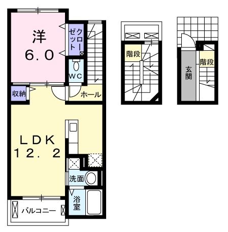 田川市大字伊田のアパートの間取り