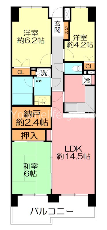 秦野市南矢名のマンションの間取り