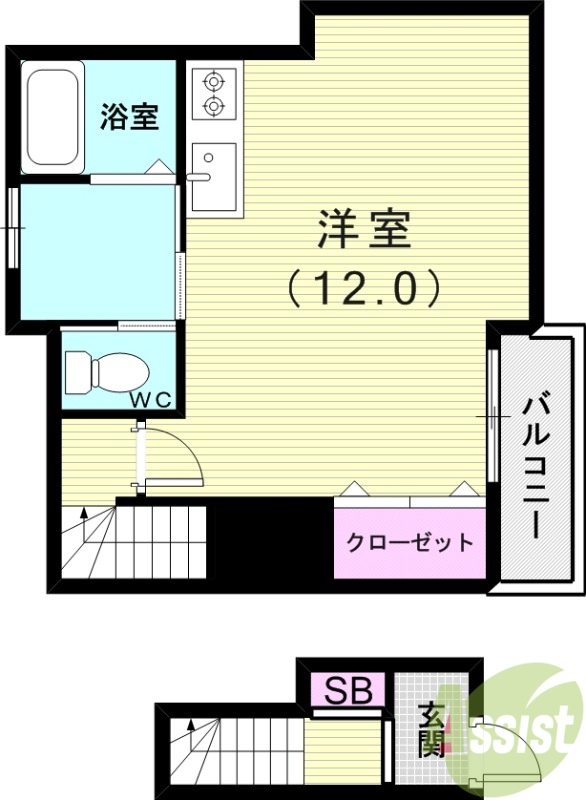 明石市大蔵本町のアパートの間取り