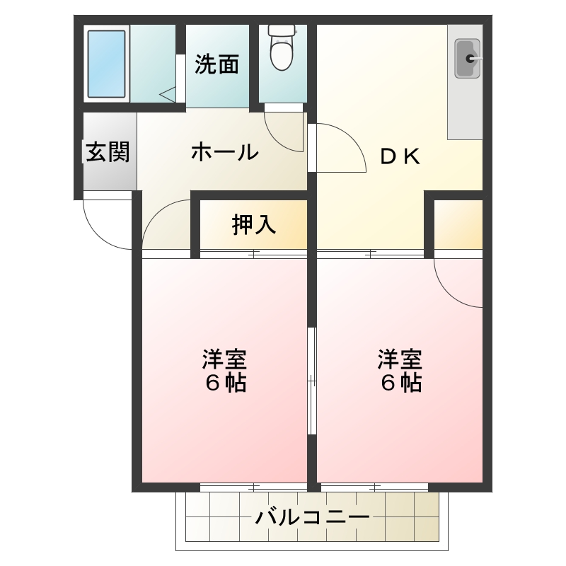 徳島市新浜本町のアパートの間取り