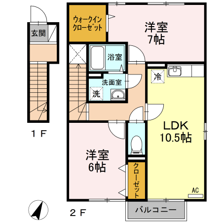 東温市下林のアパートの間取り