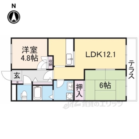 天理市二階堂上ノ庄町のアパートの間取り