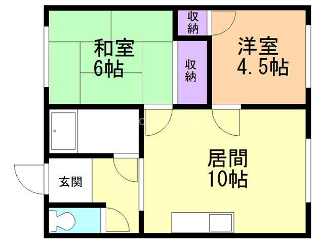 小樽市銭函のアパートの間取り