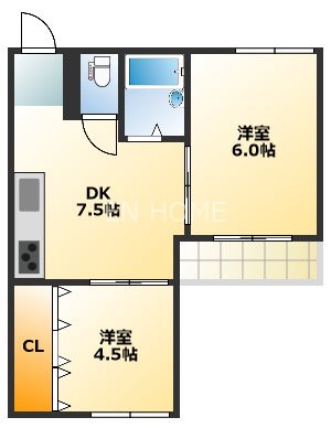 大阪市中央区島之内のマンションの間取り