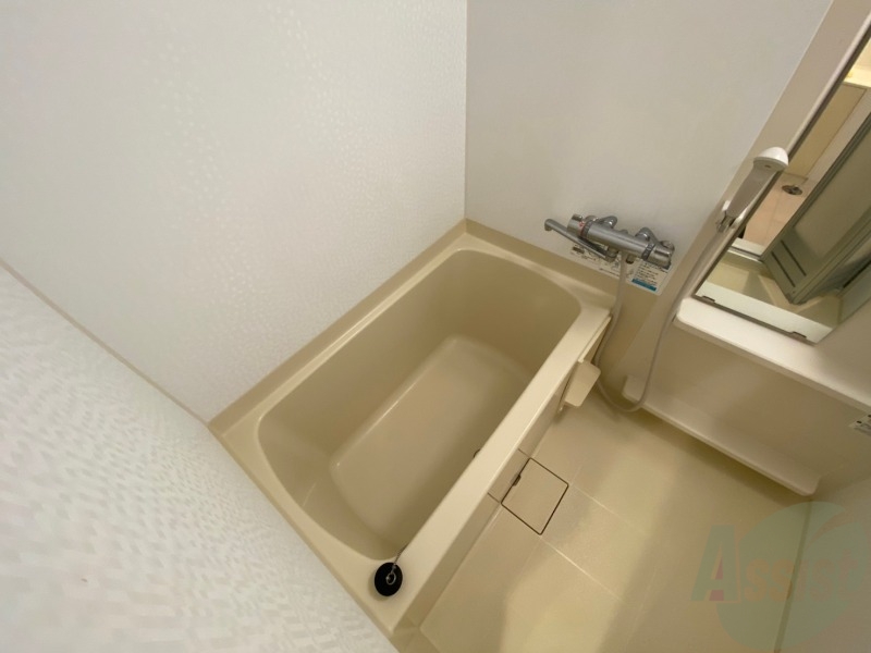 バス・シャワールーム　バスルームは狭すぎず、シャワーも浴びやすそうです。