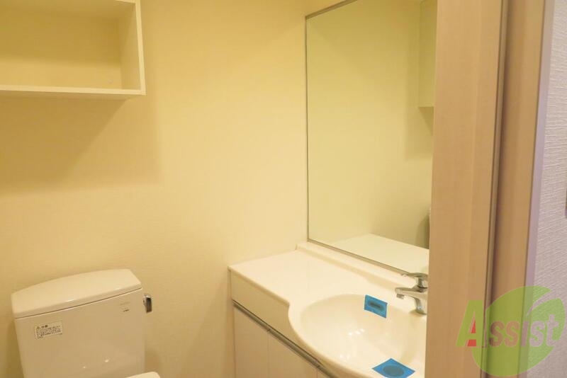 洗面設備　お手洗いにもおおきな洗面がございます。