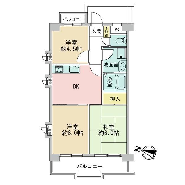 ＪＲ武蔵野線 吉川駅 徒歩10分 5階建 築35年の間取り写真