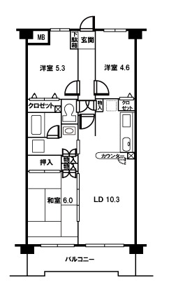 ＪＲ埼京線 戸田駅 徒歩9分 5階建 築31年の間取り写真