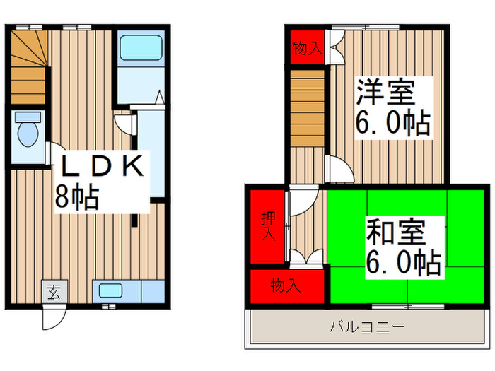 埼玉県蕨市塚越５（一戸建）の賃貸物件の間取り