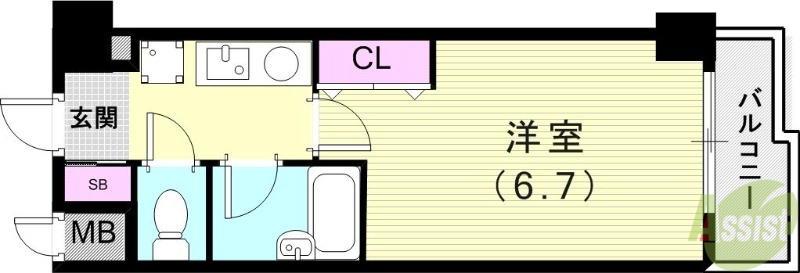 エスリード三宮フラワーロードの間取り