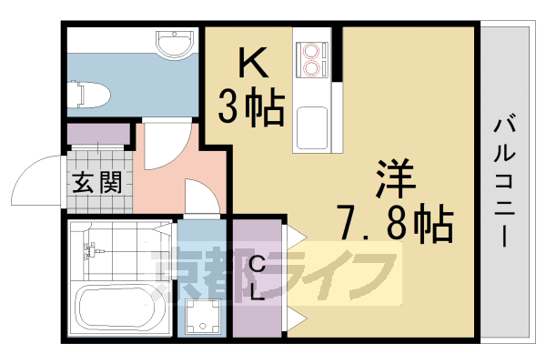 京都市西京区上桂西居町のアパートの間取り