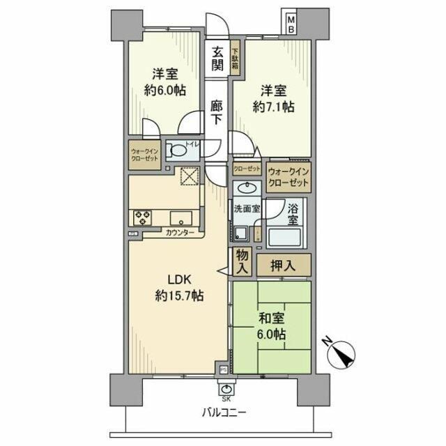 グリーンハイツ八千代７番館の間取り