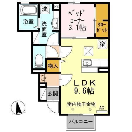 敦賀市鋳物師町のアパートの間取り