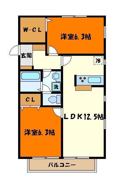 八王子市叶谷町のアパートの間取り