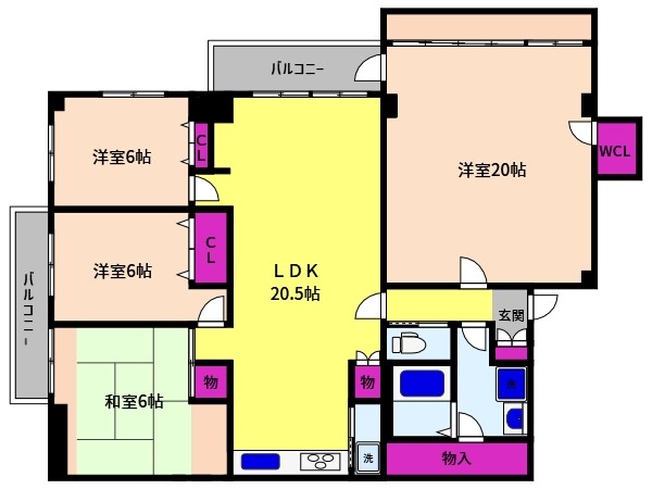 神戸市東灘区魚崎北町のマンションの間取り