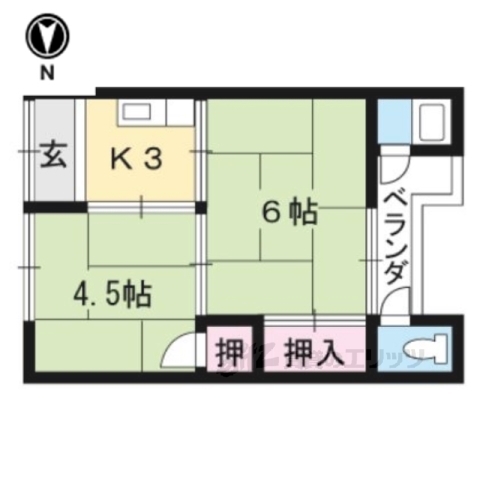 京都市西京区樫原分田のアパートの間取り