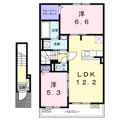 伊予市米湊のアパートの間取り