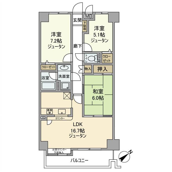 コスモ鎌ケ谷IIＢ棟の間取り