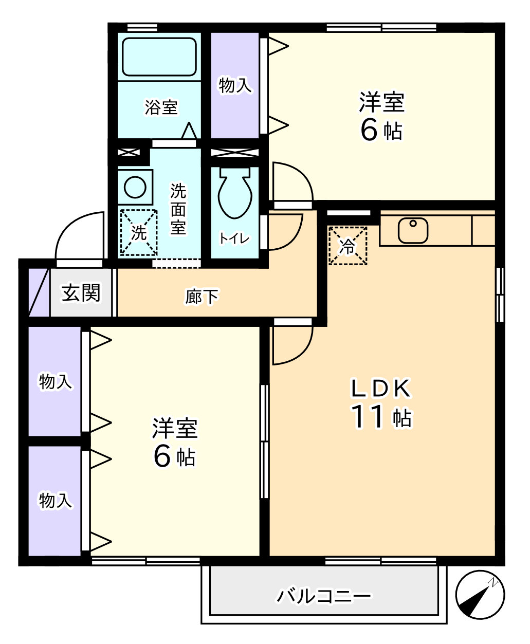 甲府市上今井町のアパートの間取り