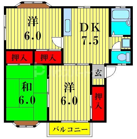 さいたま市西区大字指扇のアパートの間取り