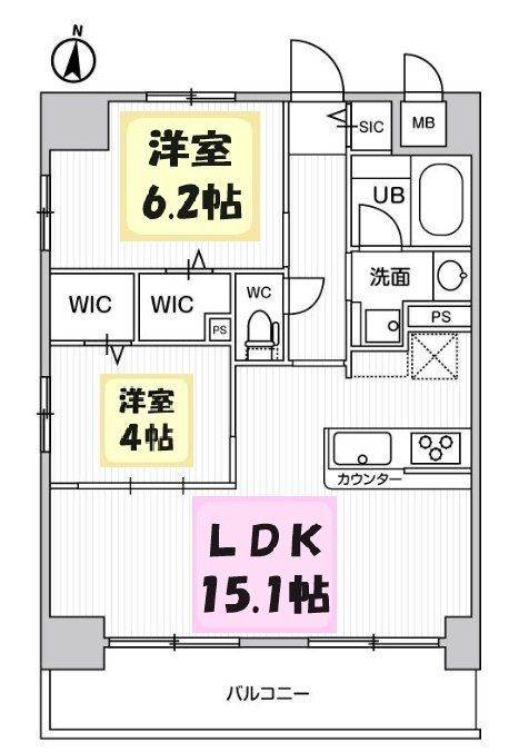 さいたま市浦和区仲町のマンションの間取り