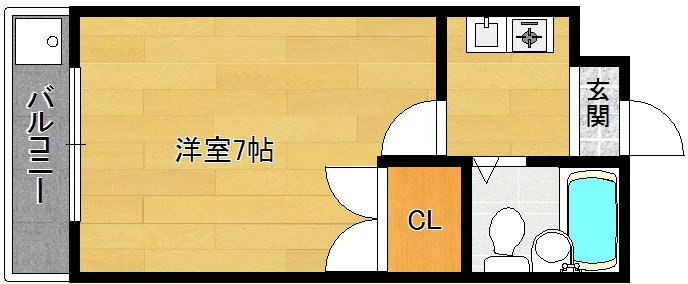 京都市北区衣笠馬場町のマンションの間取り