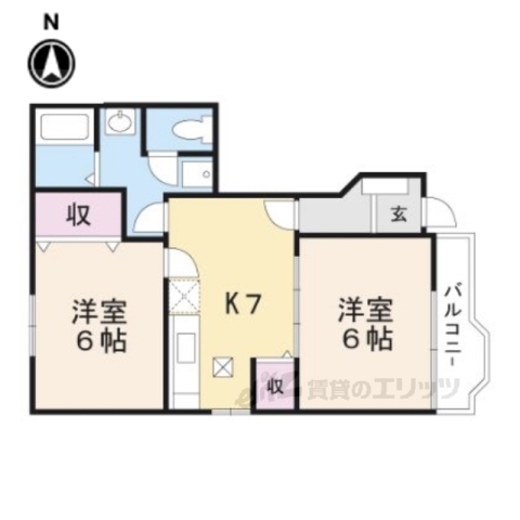 南丹市園部町横田のアパートの間取り