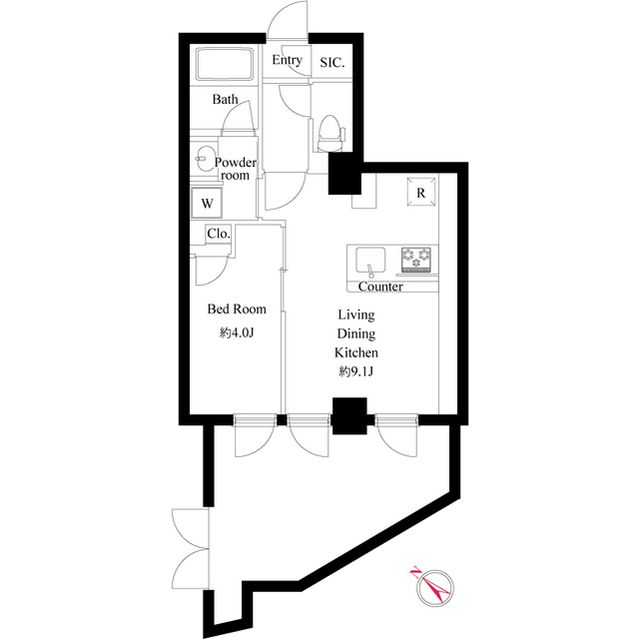 目黒区上目黒のマンションの間取り