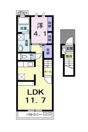 仙台市泉区山の寺のアパートの間取り