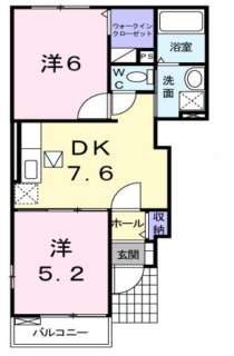 阿南市那賀川町中島のアパートの間取り