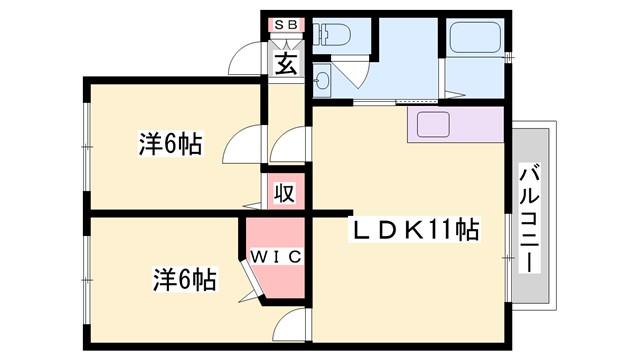 サンハイム下手野Aの間取り