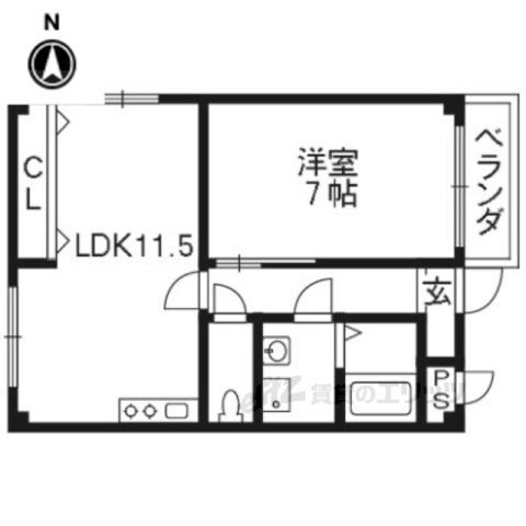 京都市伏見区横大路貴船のマンションの間取り