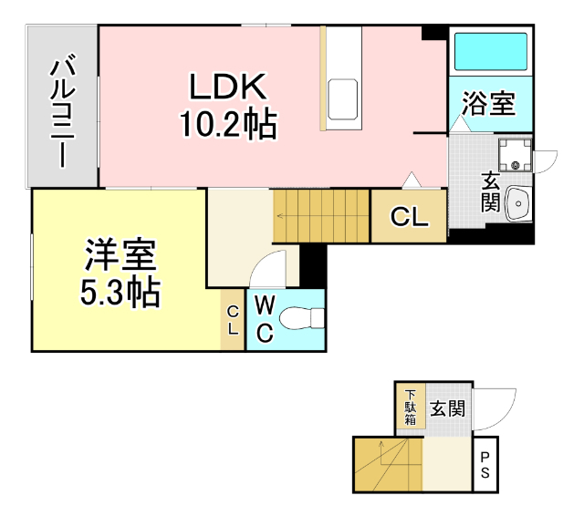 北九州市小倉北区片野のアパートの間取り