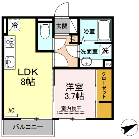 鳥栖市古野町のアパートの間取り