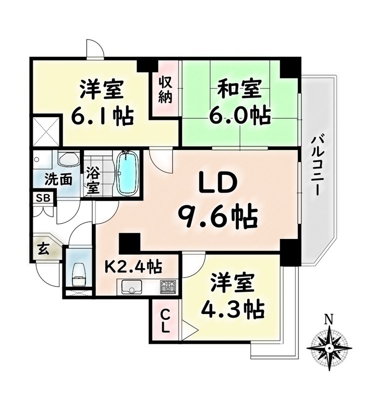 名古屋市瑞穂区松月町のマンションの間取り