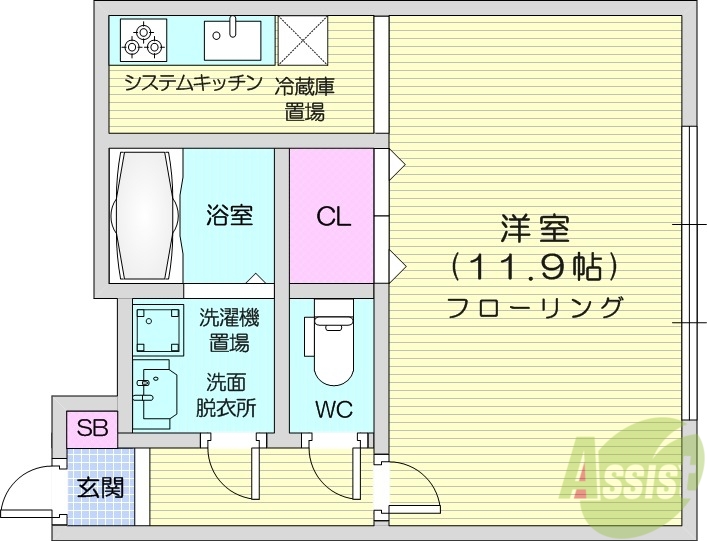 札幌市北区北二十二条西のマンションの間取り