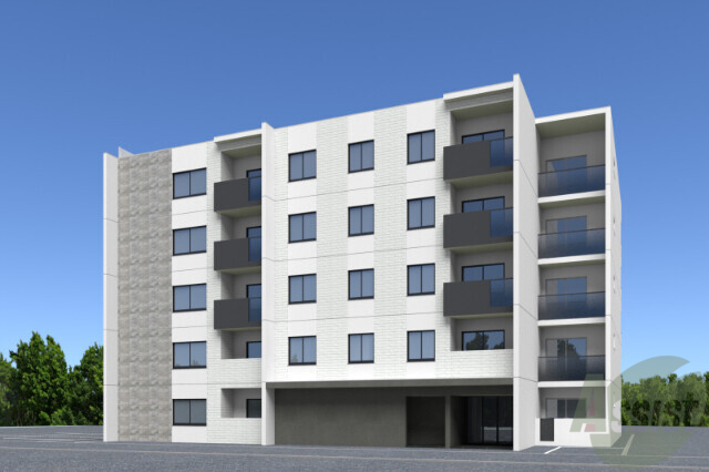 建物外観　外観予想パース　札幌市豊平区月寒１条「エフュート福住」