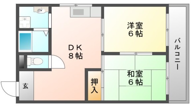 地下鉄今里筋線 瑞光四丁目駅 徒歩2分 5階建 築41年の間取り写真