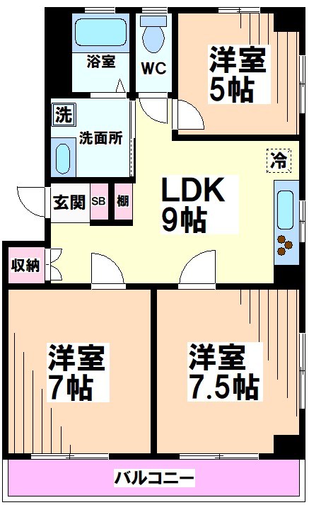 ＪＲ中央線 中野駅 徒歩10分 3階建 築44年の間取り写真