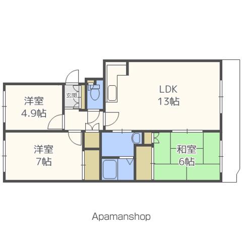 地下鉄東西線 大谷地駅 徒歩4分 5階建 築42年の間取り写真