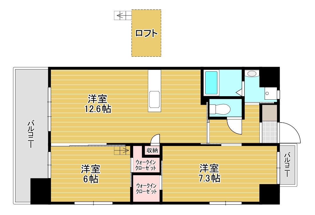 北九州市小倉北区東城野町のマンションの間取り