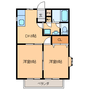 宇都宮市宝木本町のアパートの間取り