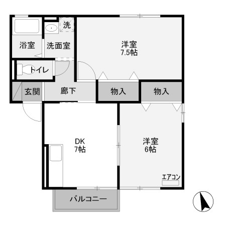 伊勢崎市八寸町のアパートの間取り