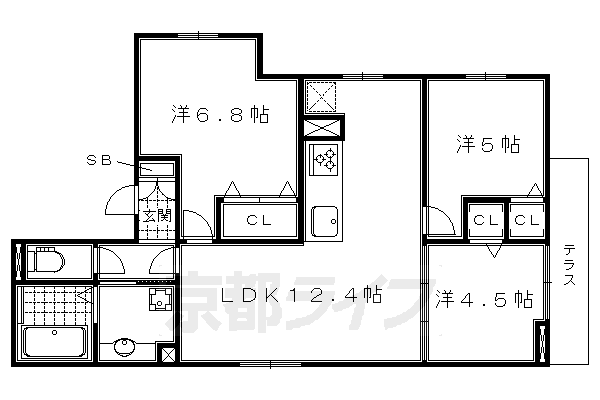 ルピナス嵯峨　Ａ棟の間取り