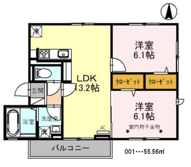 Ｄ－ＲＯＯＭ里の間取り