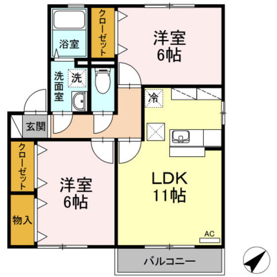 岡山県岡山市中区湊（アパート）の賃貸物件の間取り