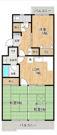 福岡市西区周船寺のマンションの間取り