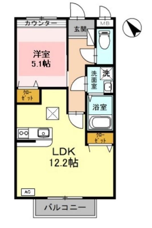 【姫路市飾磨区阿成渡場のアパートの間取り】